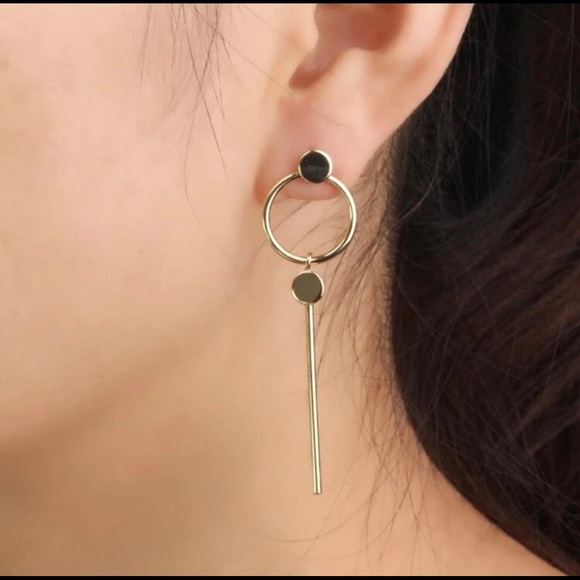 Gold Bar Earrings - Picture 4 of 5